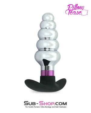 0381E      Ripple Purple and Polished Aluminum Butt Plug with Silicone Base