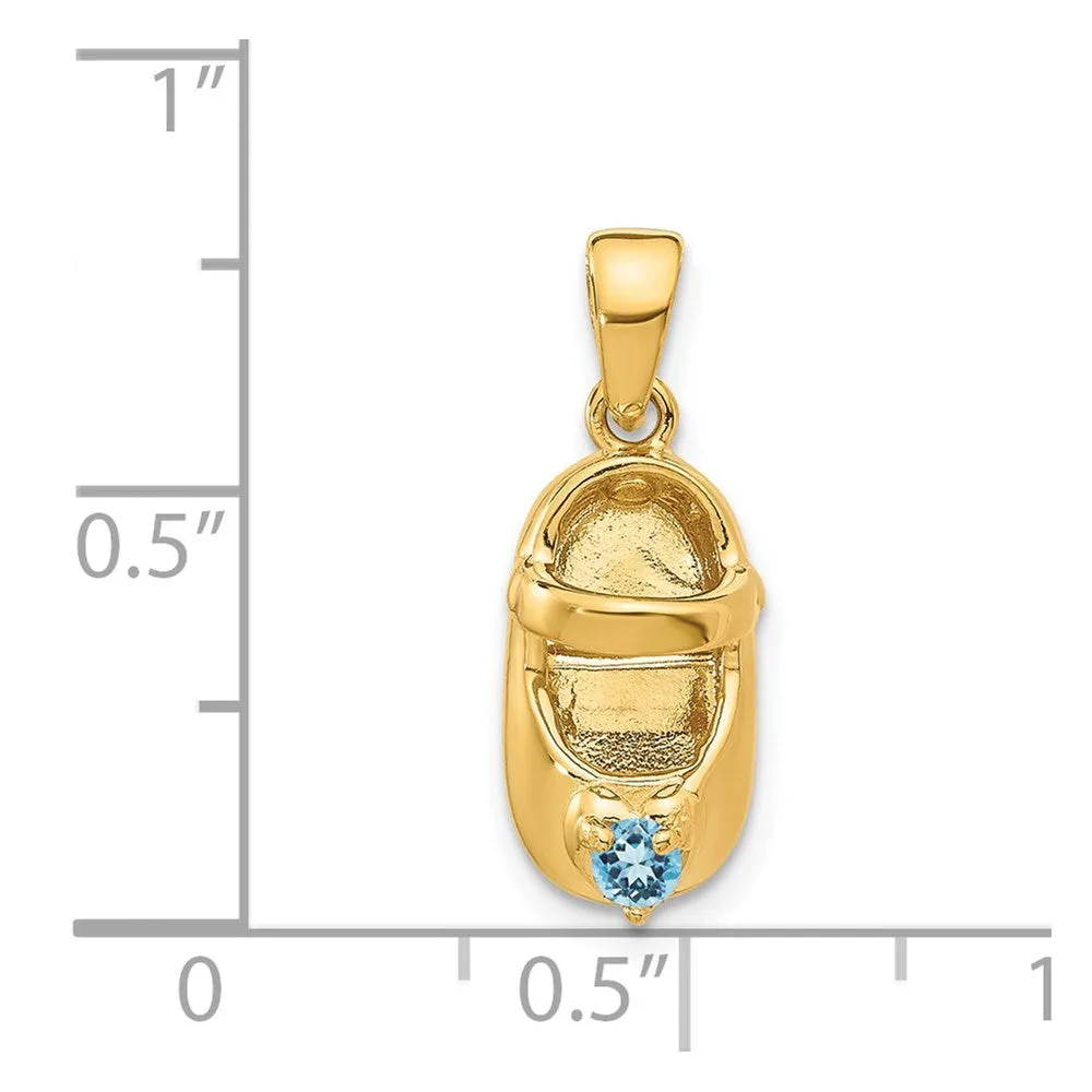 14k 3-D December/Synthetic Stone Engraveable Baby Shoe Charm