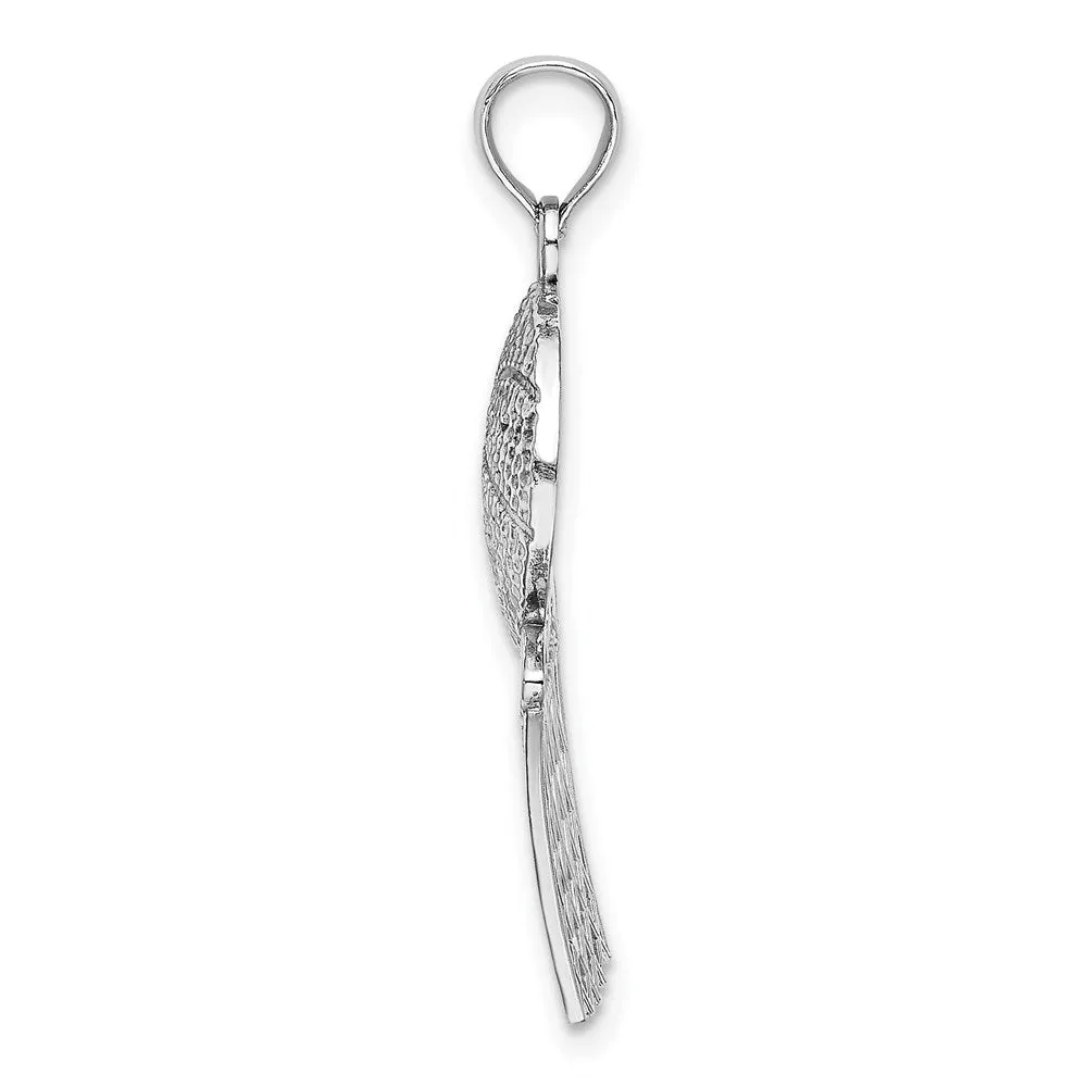 14k White Gold White Basketball and Net Charm