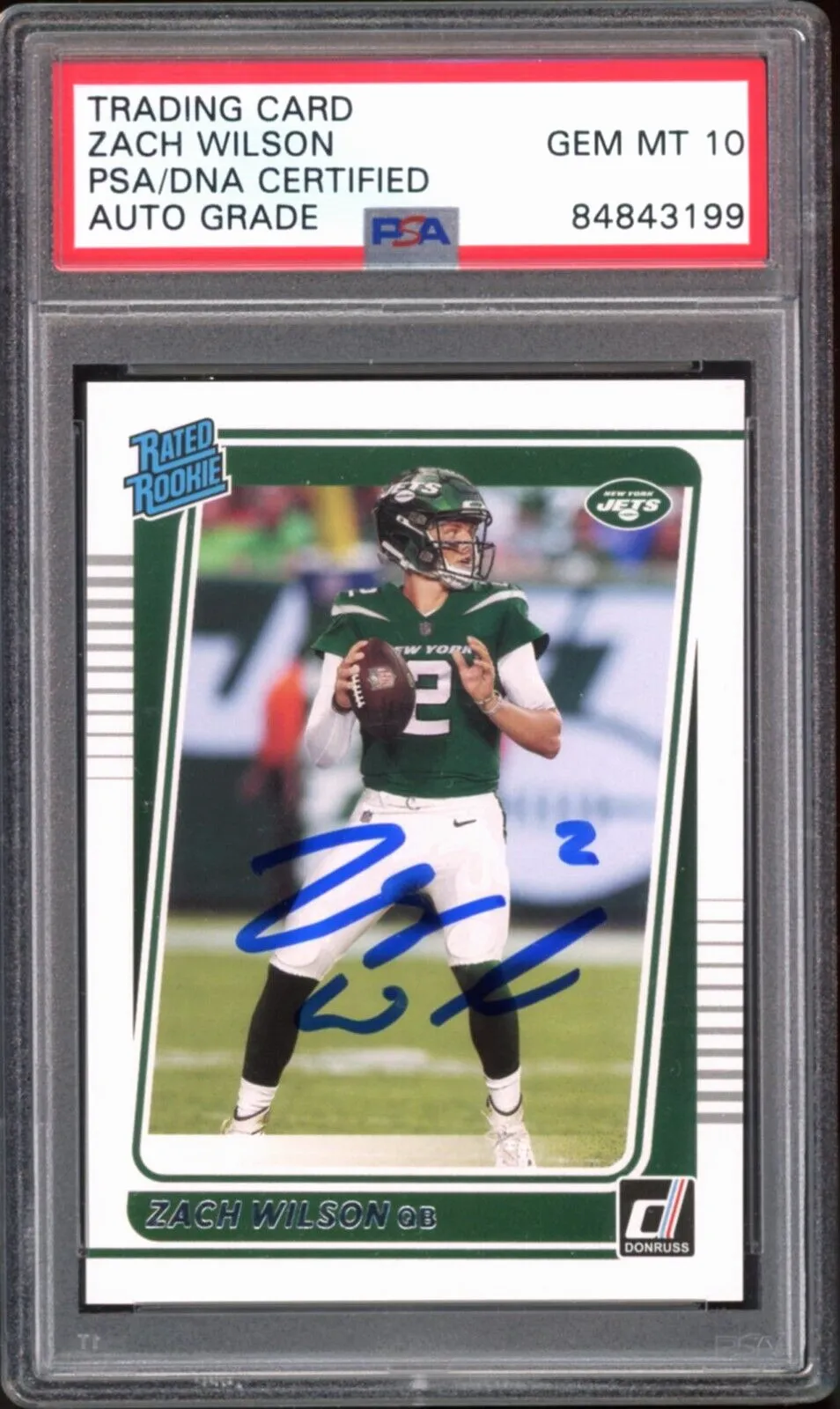 2021 Donruss Rated Rookie #252 Zach Wilson On Card PSA/DNA Auto GEM MINT 10
