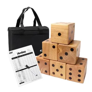 3.5" Rubber Hardwood Giant Yard Dice Set with Carrying Bag and
