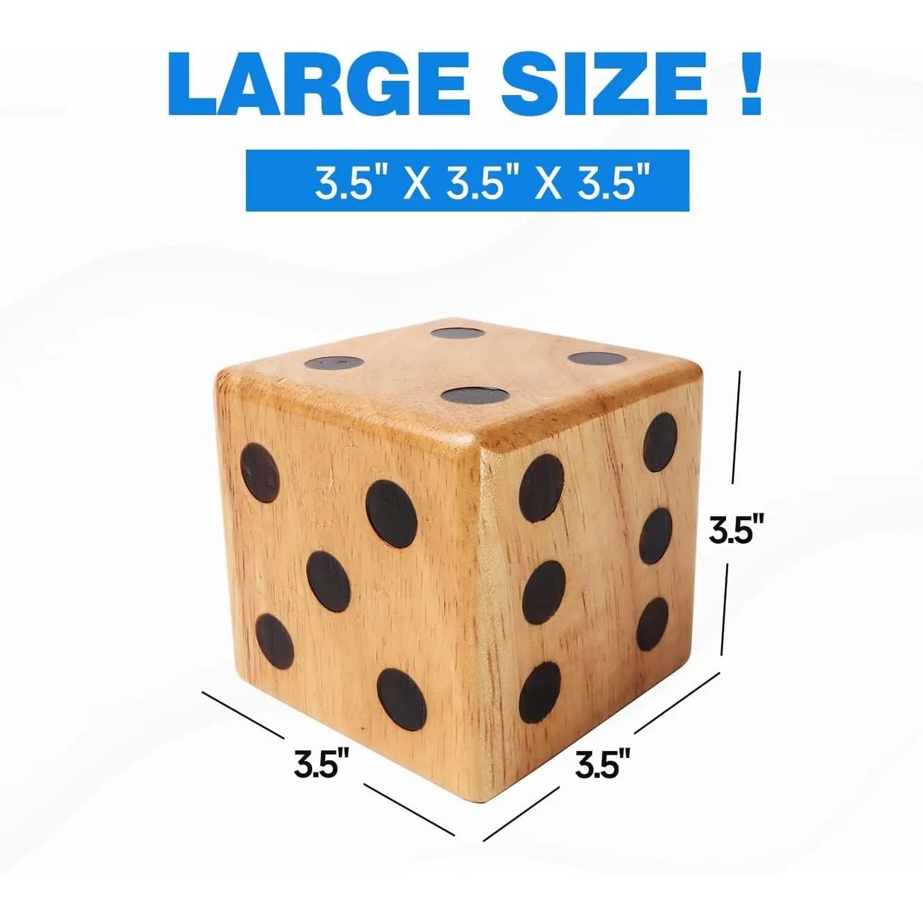 3.5" Rubber Hardwood Giant Yard Dice Set with Carrying Bag and