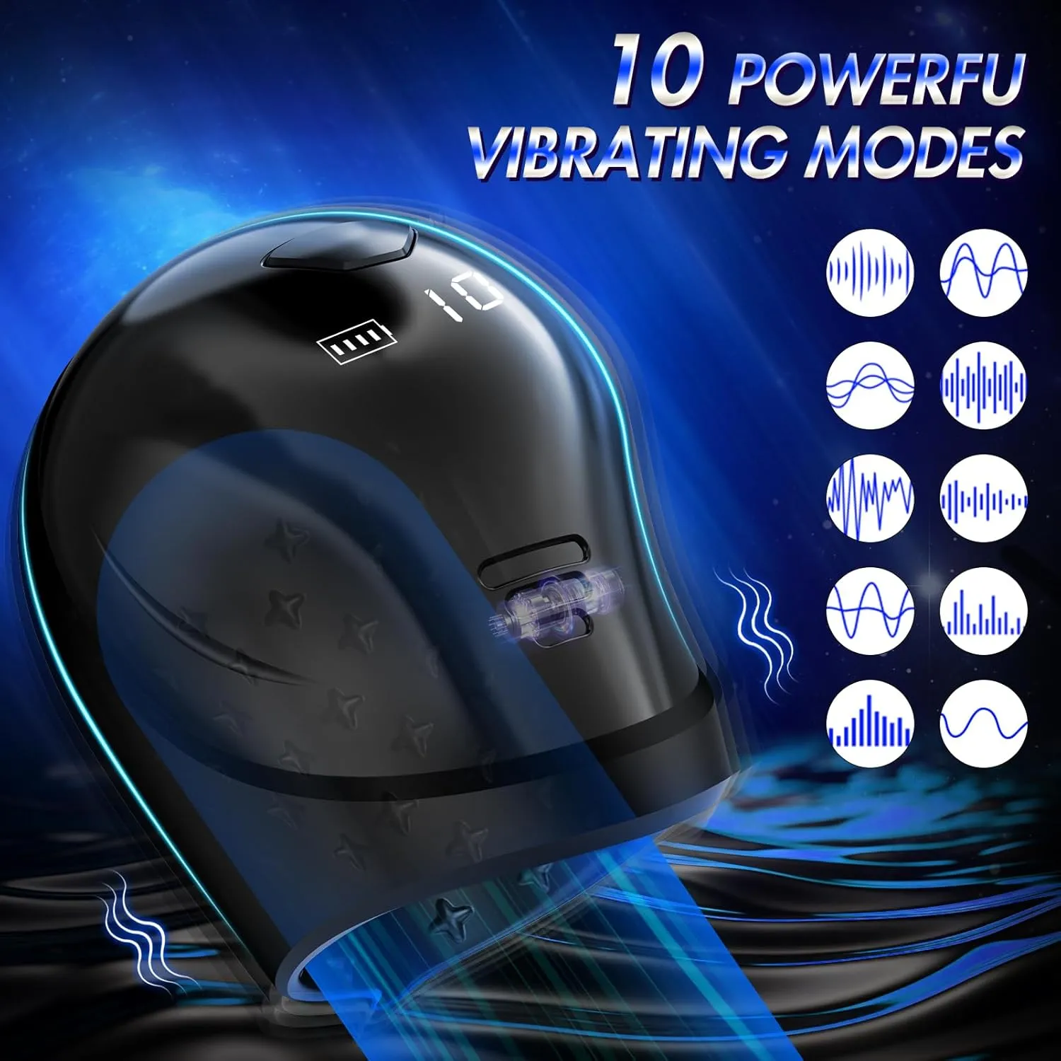 360° Wrapping Glans Stimulator Pulsing Male Masturbator with LCD Display