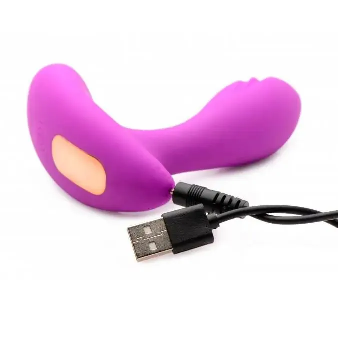 4.25-inch Silicone Purple Rechargeable G-spot Stimulator with Moving Beads