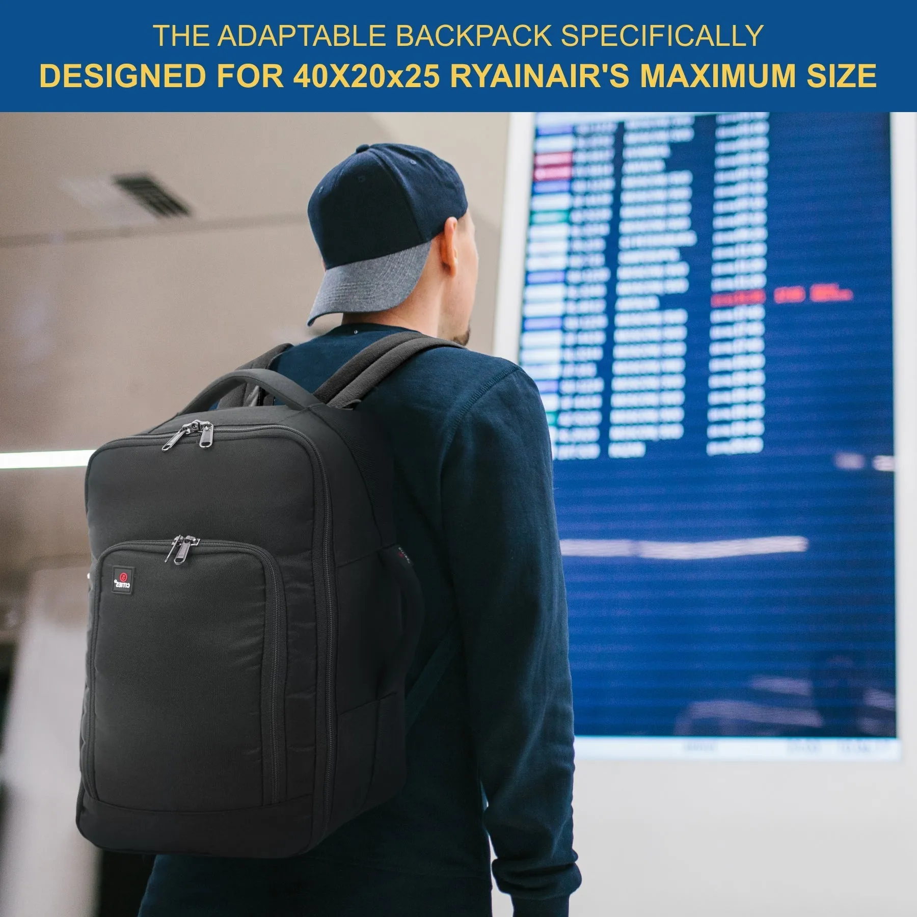 5 Cities Ryanair Max (40x20x25cm) New and Improved 2024 Backpack Rucksack Flight Bag with YKK Zippers, 40x25x20, Black
