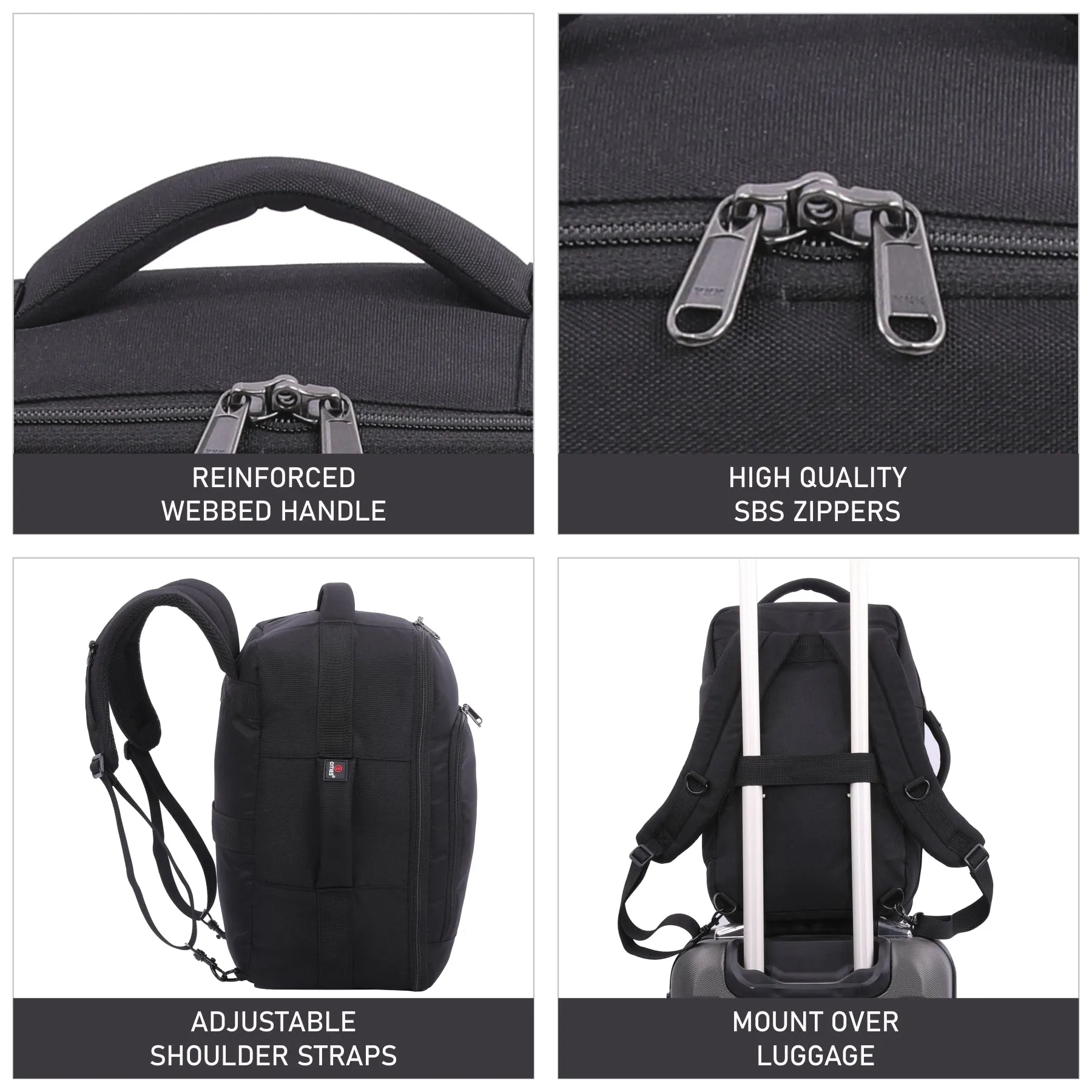 5 Cities Ryanair Max (40x20x25cm) New and Improved 2024 Backpack Rucksack Flight Bag with YKK Zippers, 40x25x20, Black