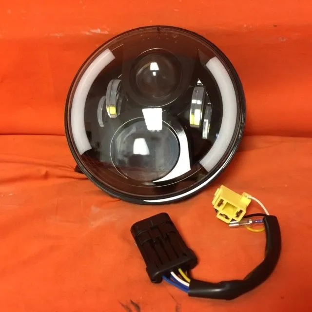 7" DAYMAKER 2014 - 2018   Touring Softail Halo Black LED Light Bulb Headlight Motorcycle Harley Road King Street Glide Softail   Harness
