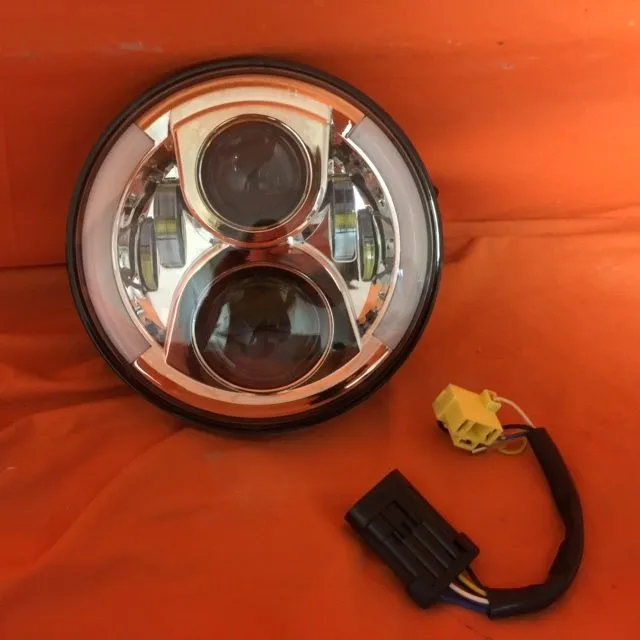 7" DAYMAKER 2014 - 2018   Touring Softail Halo Chrome LED Light Bulb Headlight Motorcycle Harley Road King Street Glide Softail   Harness