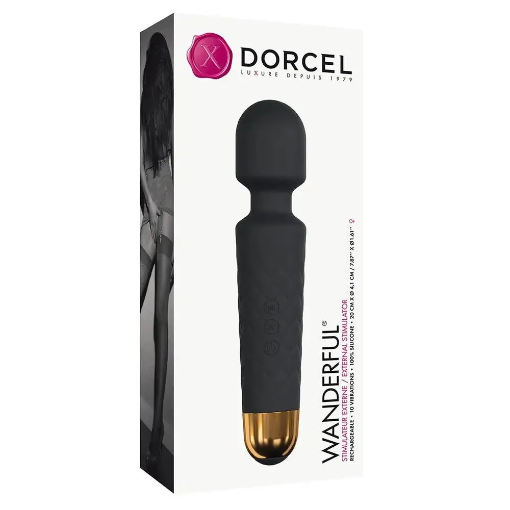 8-inch Dorcel Silicone Black Rechargeable Massage Wand