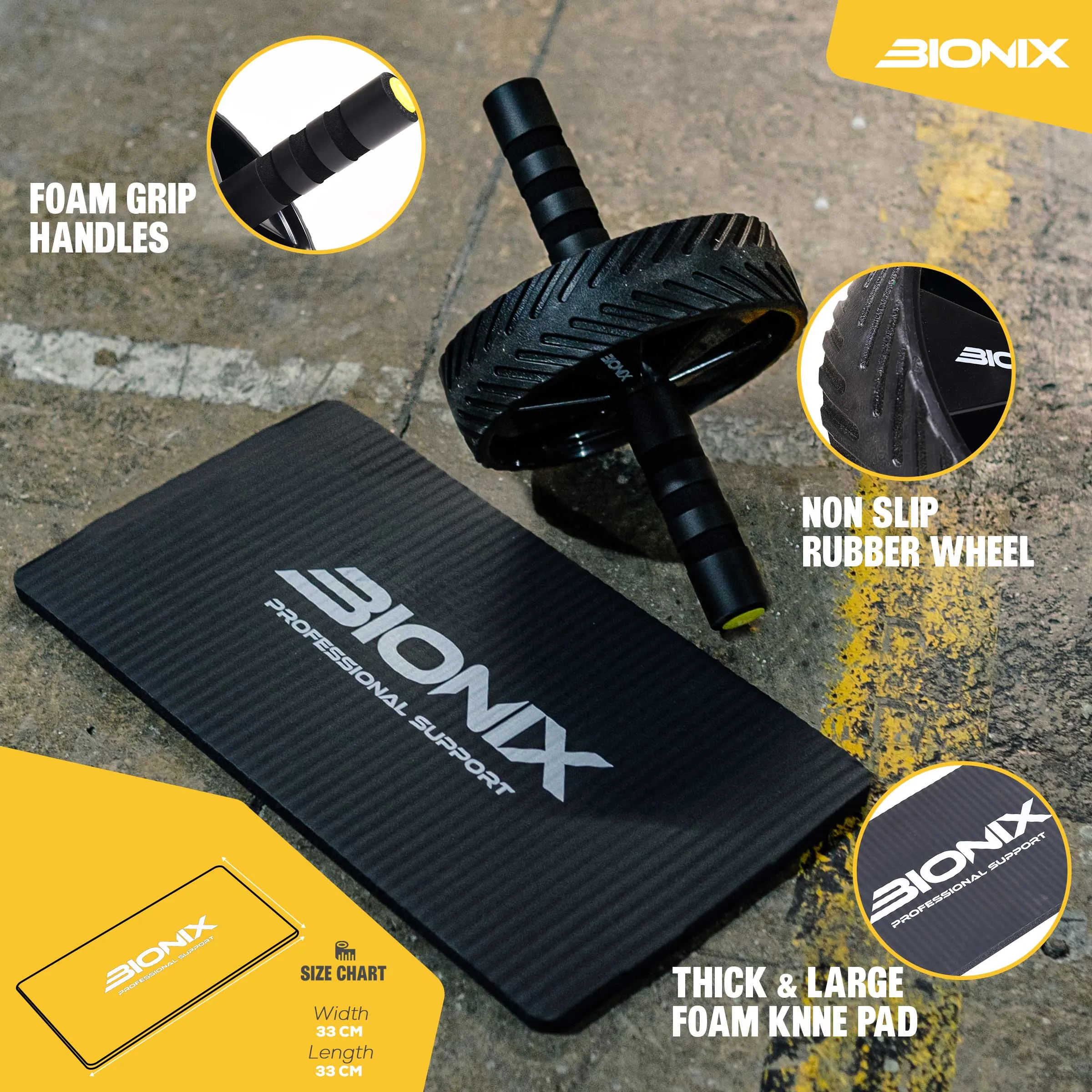 Ab Wheel Roller With Knee Mat - Abdominal Roller