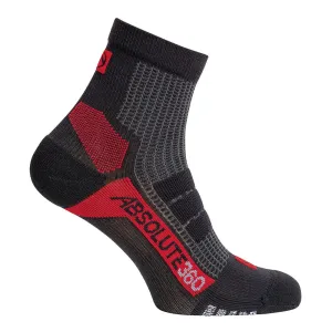 ABSOLUTE360 Performance Running Quarter Crew Socks - Black / Red