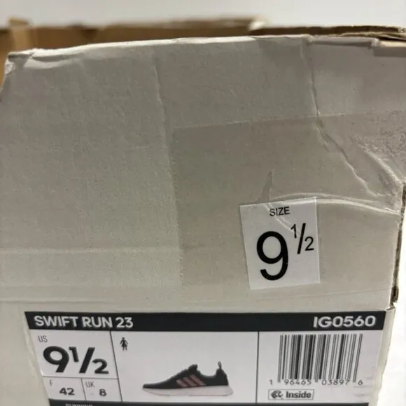 Adidas Women’s Swift Run 23 Black Sneakers, Size 9.5 M