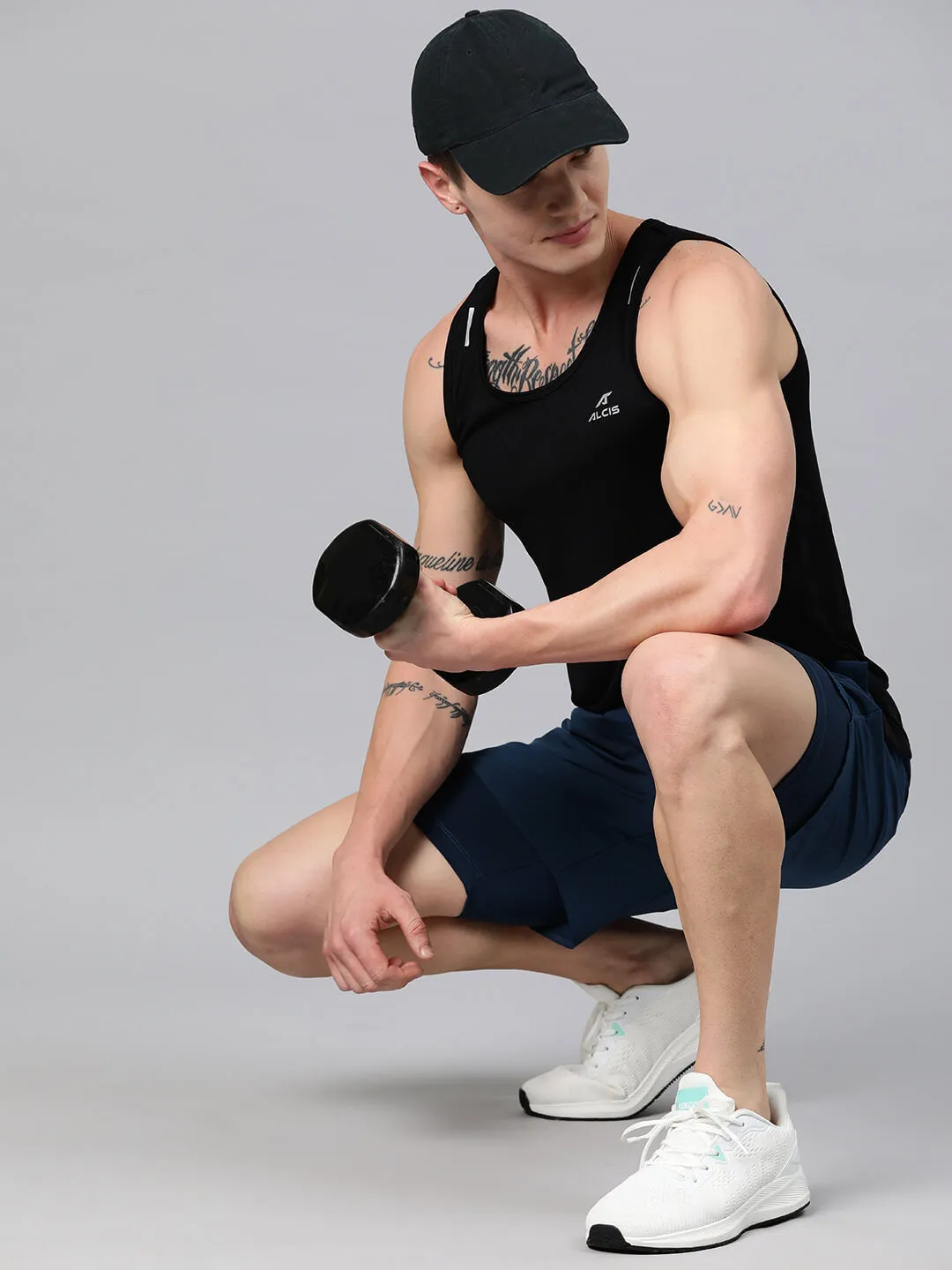 Alcis Men Brand Logo Printed Anti Static Slim Fit T-shirt