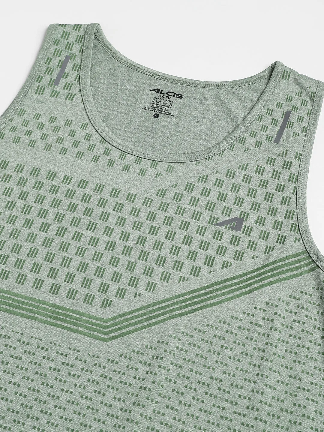Alcis Men Frost Green Anti-Static Slim-Fit Distance Running Singlet
