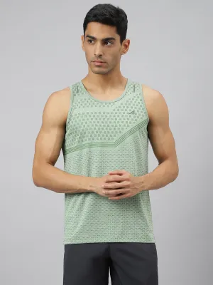 Alcis Men Frost Green Anti-Static Slim-Fit Distance Running Singlet