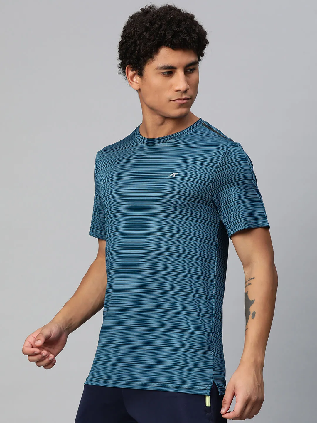 Alcis Men Striped Anti Static Slim Fit T-shirt