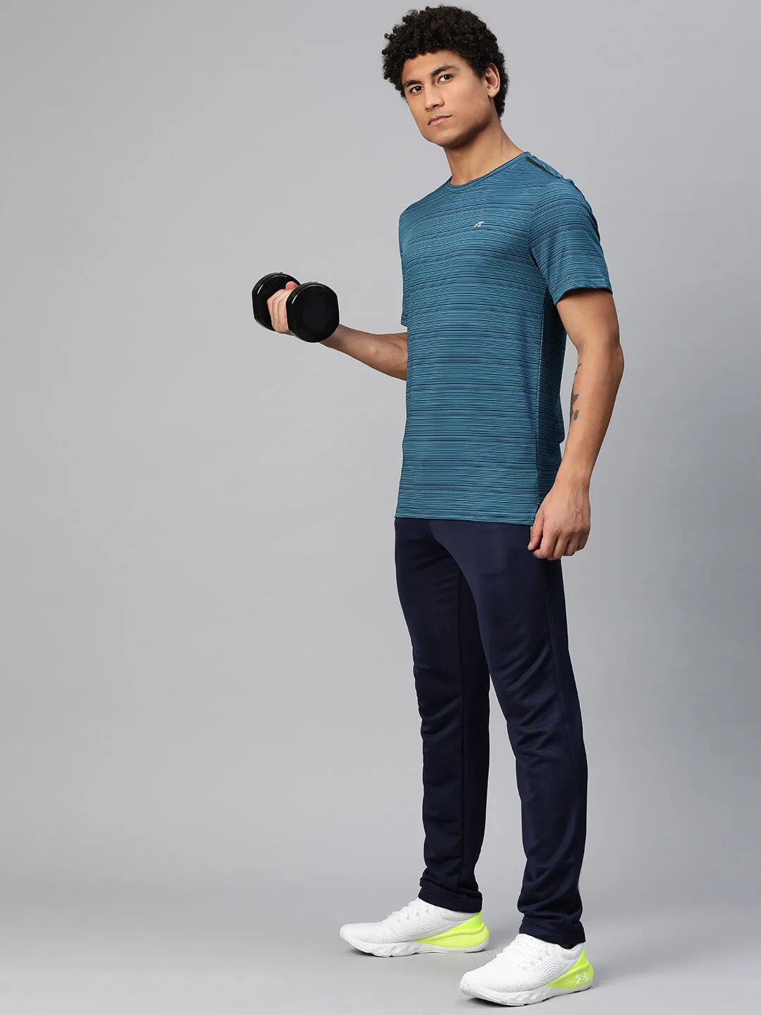 Alcis Men Striped Anti Static Slim Fit T-shirt