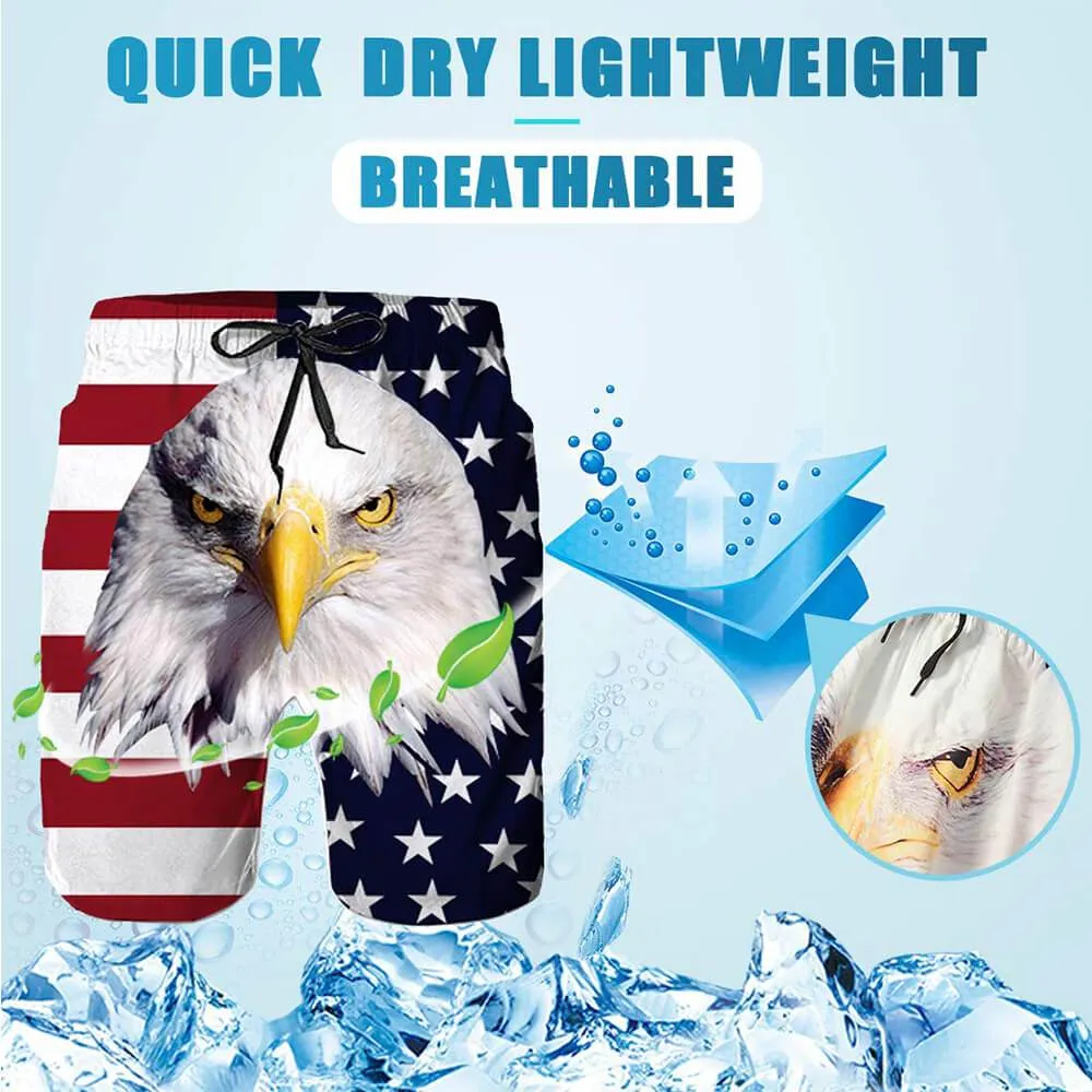 American Flag Eagle Funny Swim Trunks