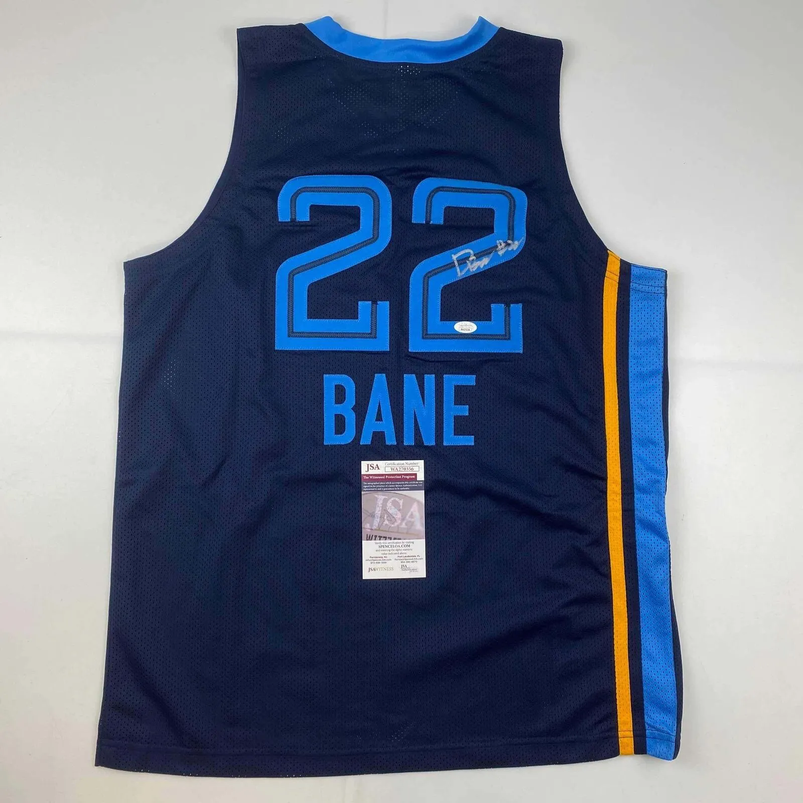 Autographed/Signed Desmond Bane Memphis Dark Blue Basketball Jersey JSA COA