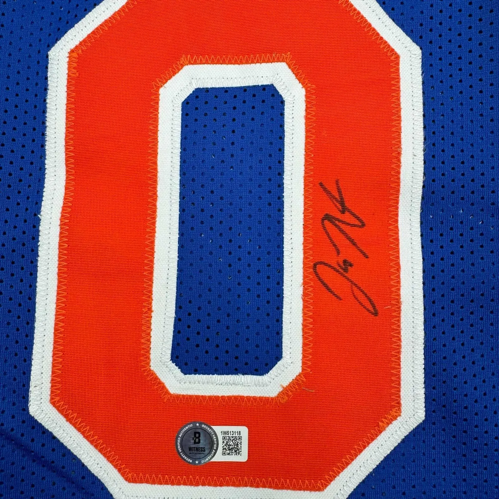 Autographed/Signed Donte Divincenzo New York Blue Basketball Jersey Beckett COA