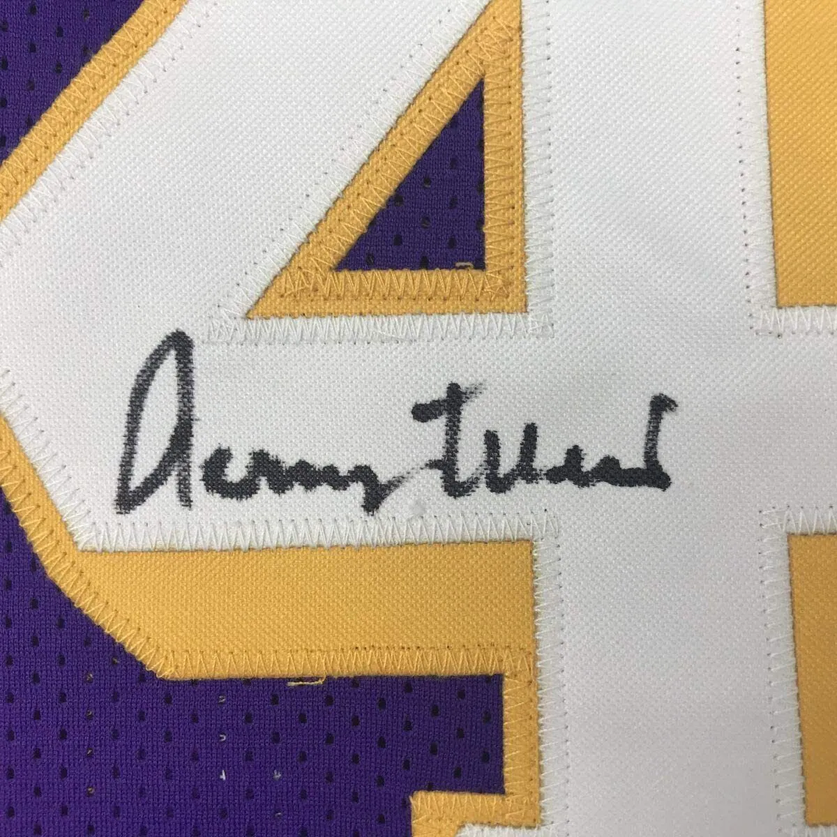 Autographed/Signed JERRY WEST Los Angeles LA Purple Basketball Jersey JSA COA