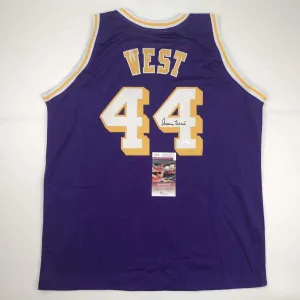 Autographed/Signed JERRY WEST Los Angeles LA Purple Basketball Jersey JSA COA