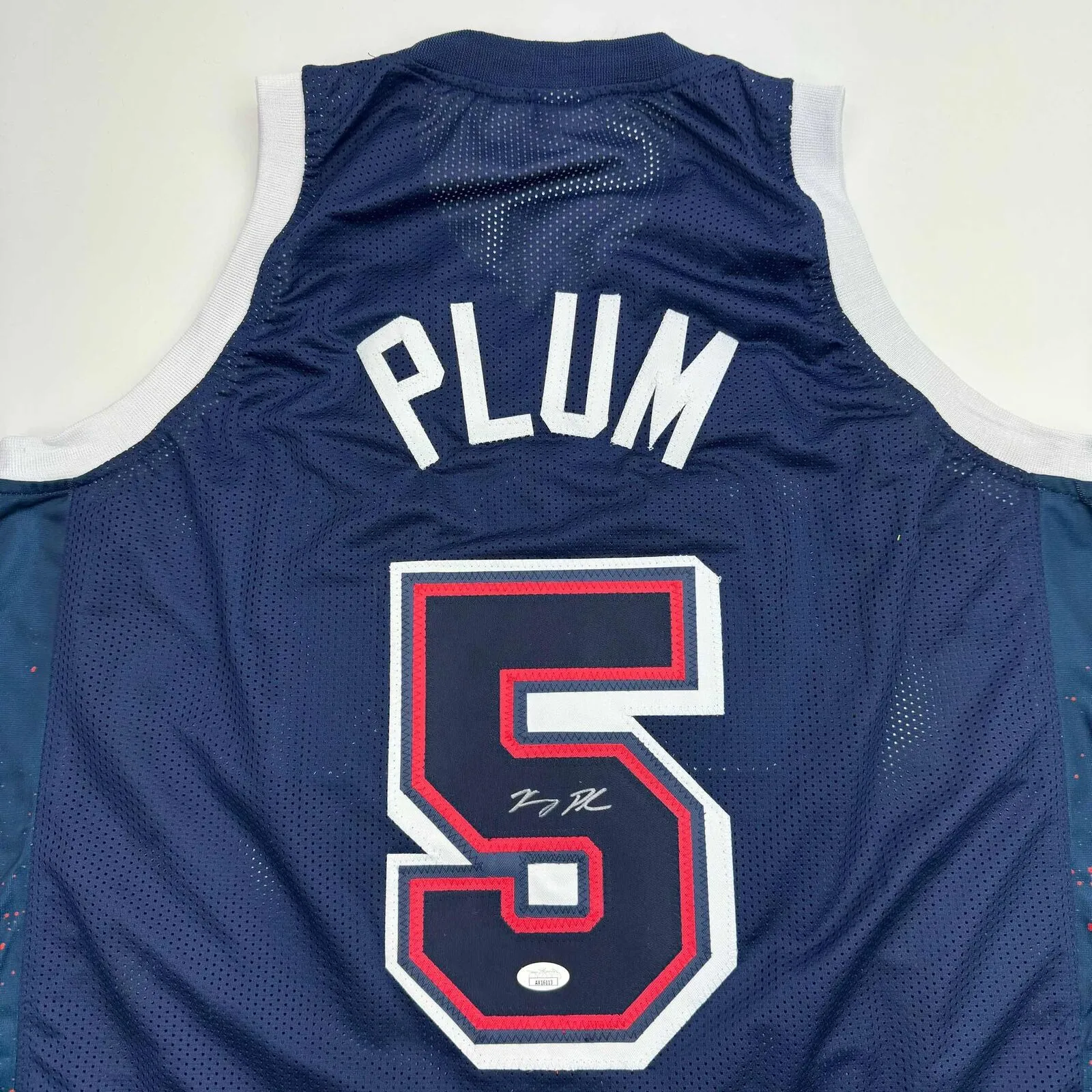 Autographed/Signed Kelsey Plum USA Olympics Blue Basketball Jersey JSA COA