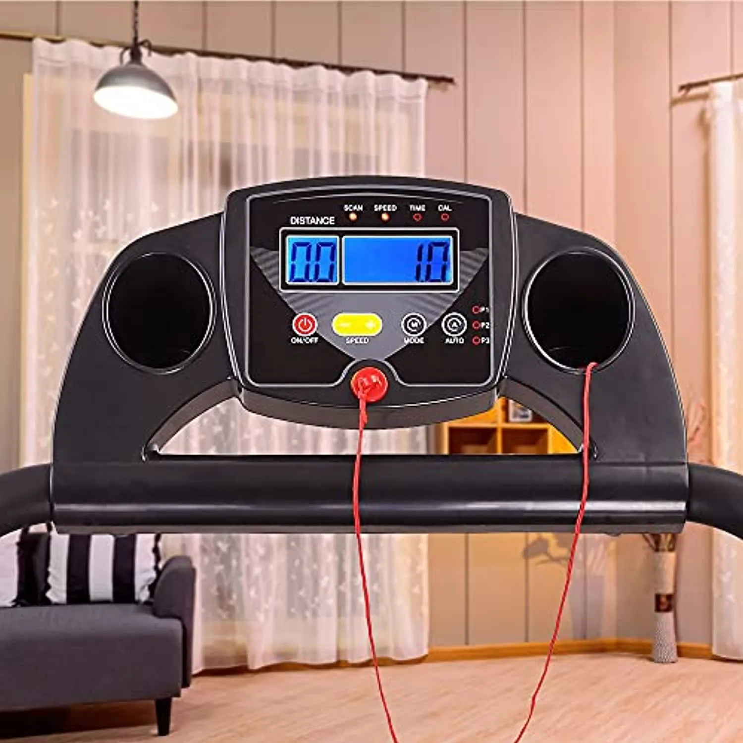 AW Folding Electric Treadmill Portable Running Walking Treadmill with LCD Display Easy Assembly for Home Cardio Exercise