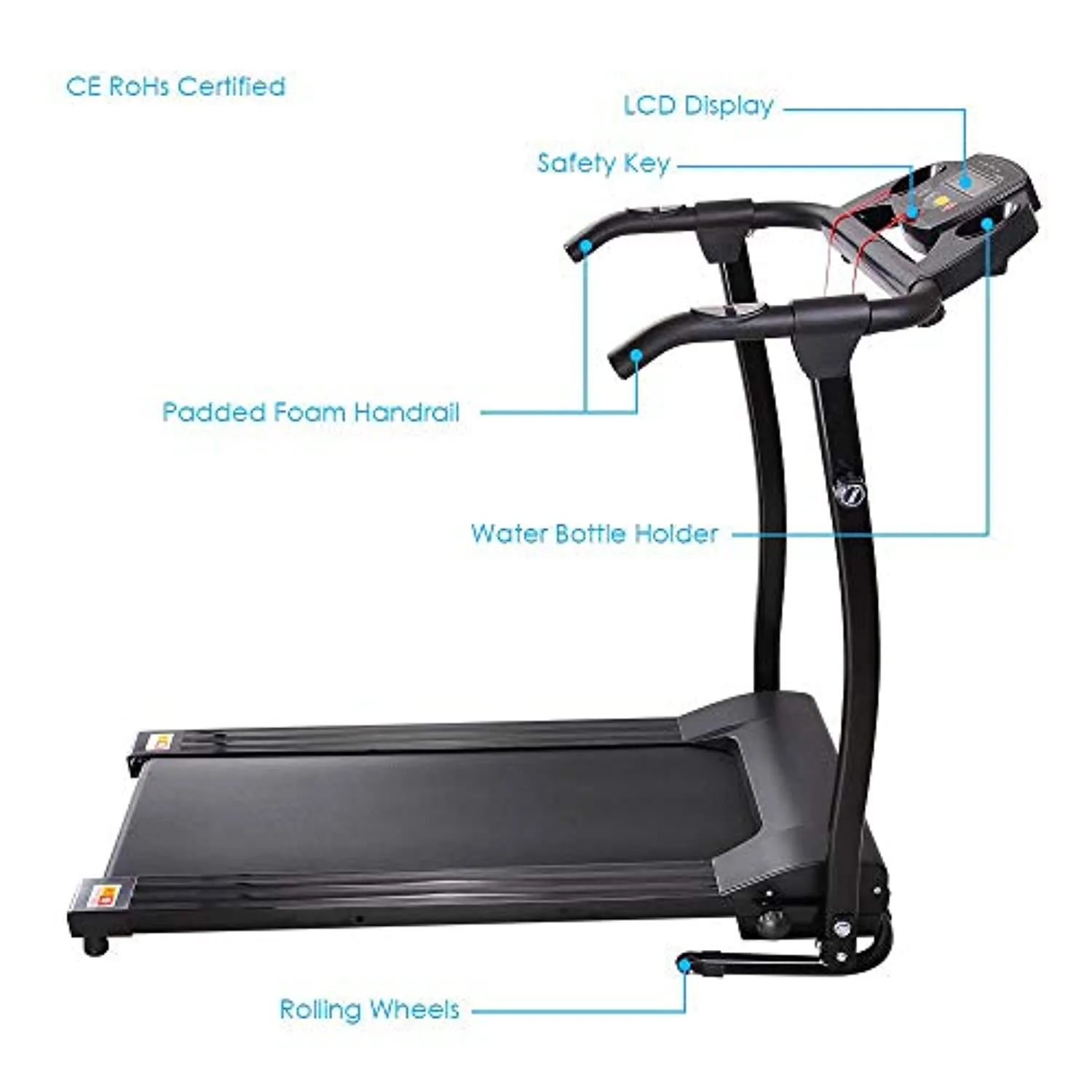 AW Folding Electric Treadmill Portable Running Walking Treadmill with LCD Display Easy Assembly for Home Cardio Exercise
