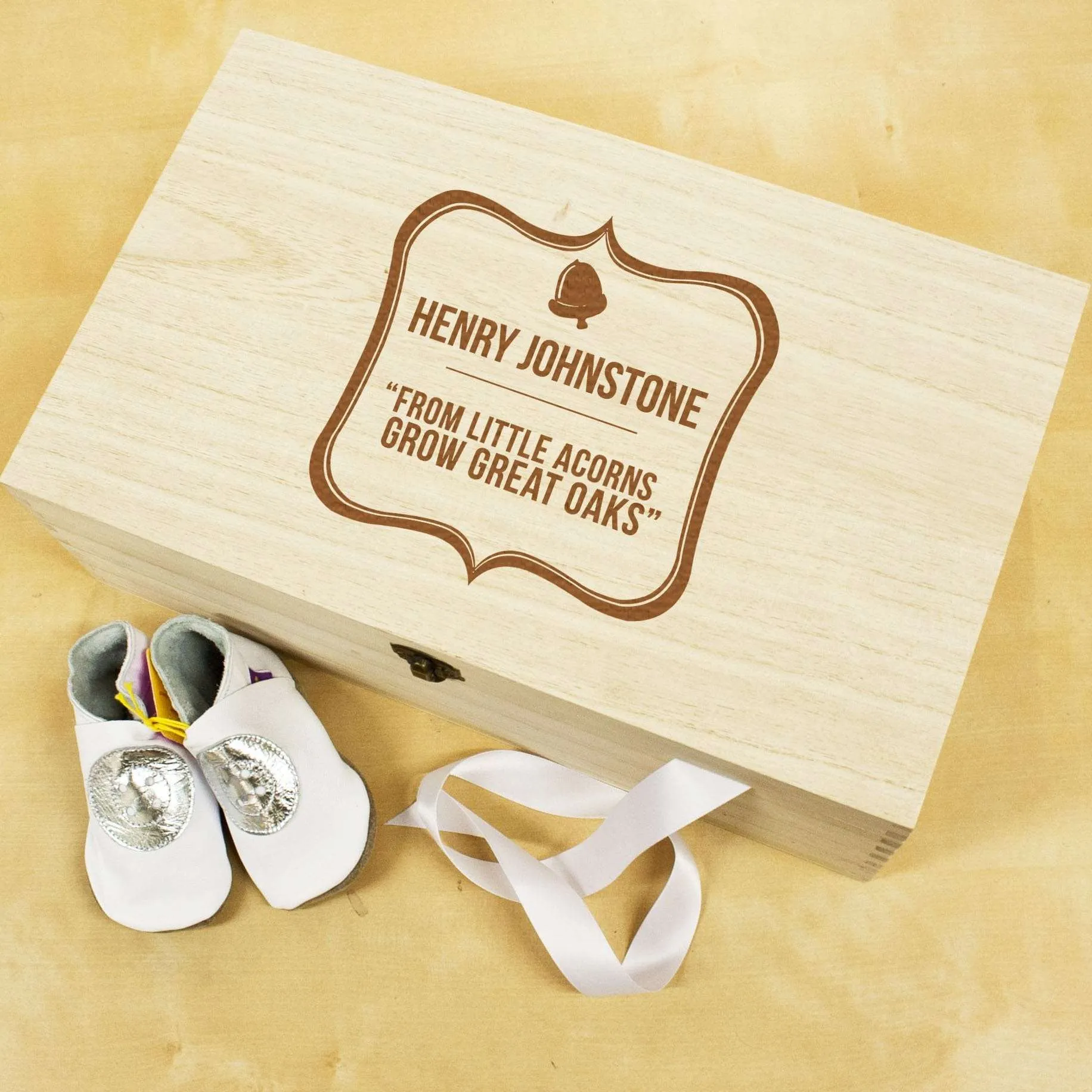 Baby Acorn Personalised Sentiment Keepsake Box