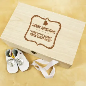 Baby Acorn Personalised Sentiment Keepsake Box