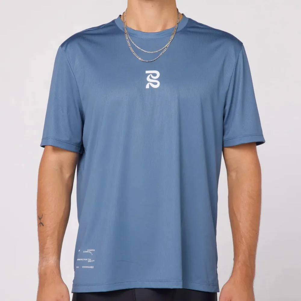 Bandit Running Runner Grid Drift Performance Tee - Steel Blue