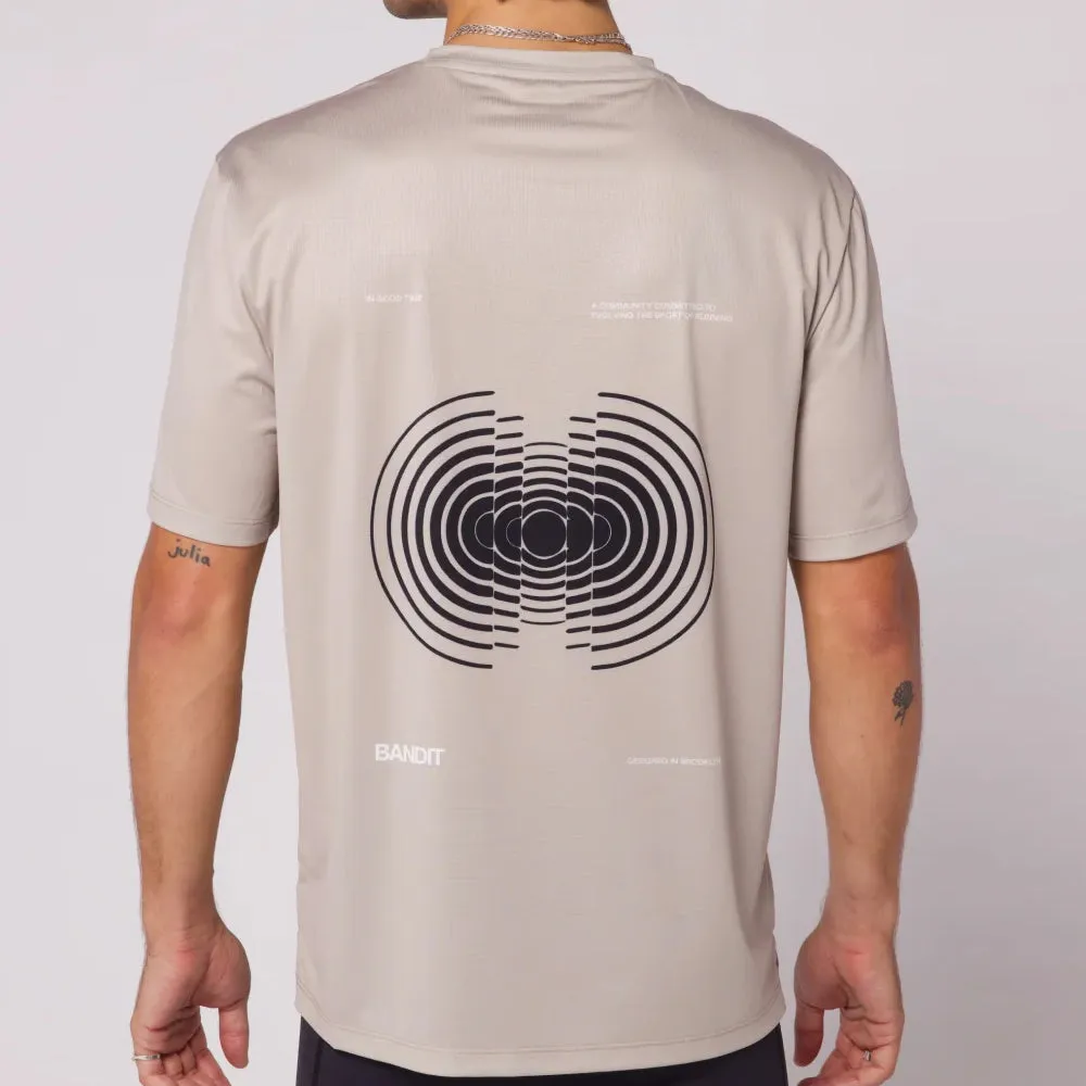 Bandit Running Sliced Spiral Drift Performance Tee - Stone