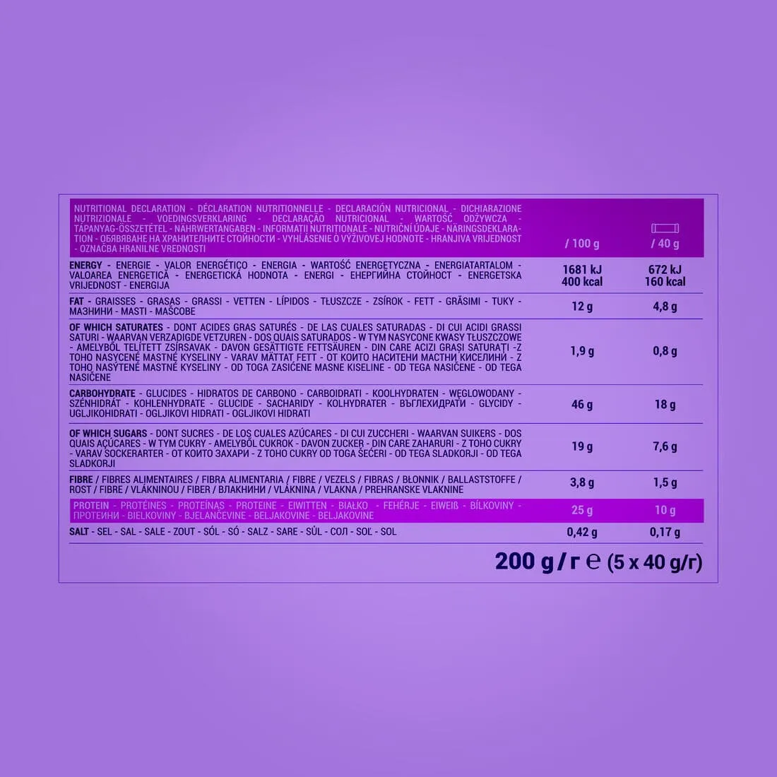 BARRE PROTEINÉE DE RÉCUPÉRATION SPORTIVE VEGAN FRUITS ROUGES 5X40G