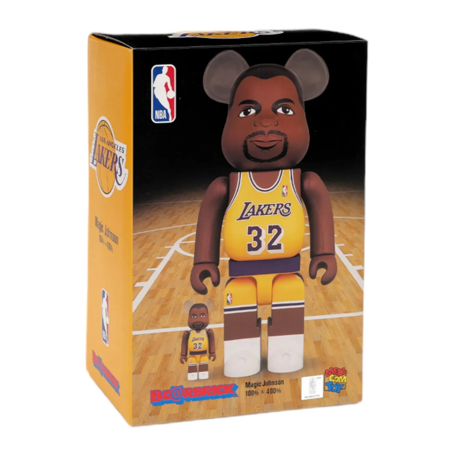 Bearbrick NBA Magic Johnson Set - Yellow & Purple Collectible 100% & 400% Set