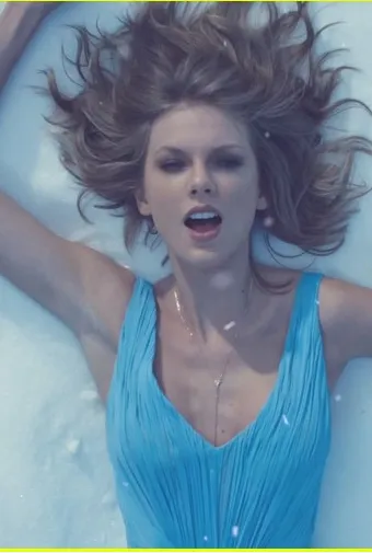 Blue Taylor Swift V Neck Dress Halter Prom Celebrity Dress 'Out of the Woods' Video