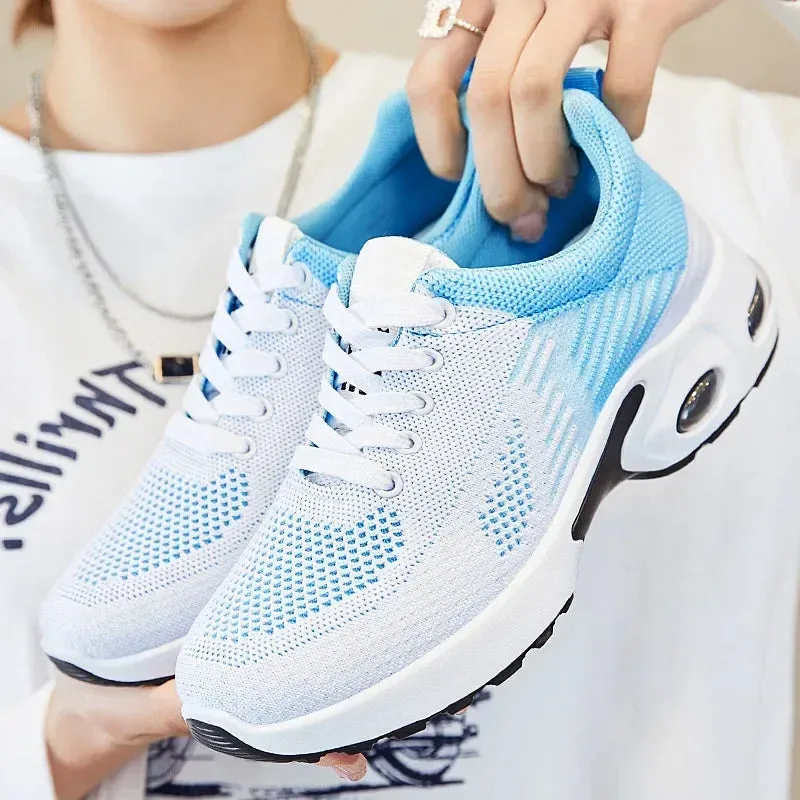 Breathable Sneakers - Summer Light Mesh Air Cushion Sports Shoes for Women, Outdoor Lace-Up Training Shoes, New Running Shoes for Ladies