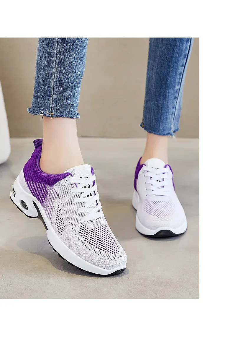 Breathable Sneakers - Summer Light Mesh Air Cushion Sports Shoes for Women, Outdoor Lace-Up Training Shoes, New Running Shoes for Ladies