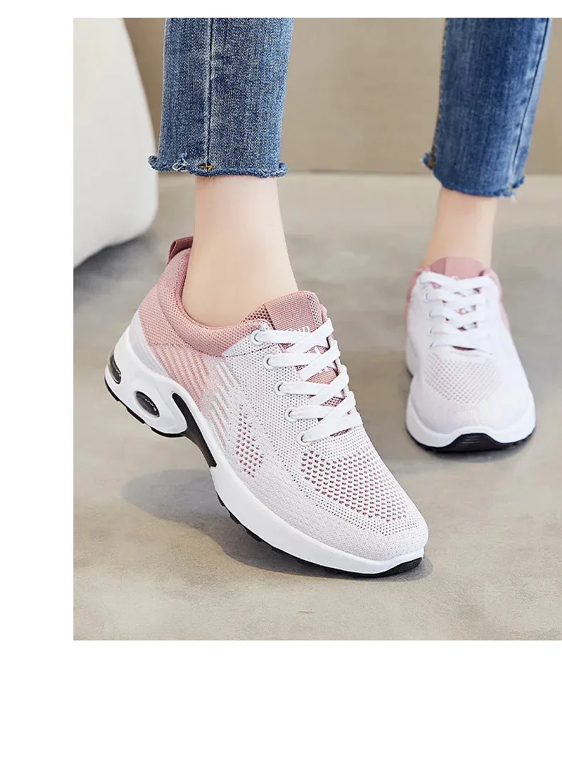 Breathable Sneakers - Summer Light Mesh Air Cushion Sports Shoes for Women, Outdoor Lace-Up Training Shoes, New Running Shoes for Ladies