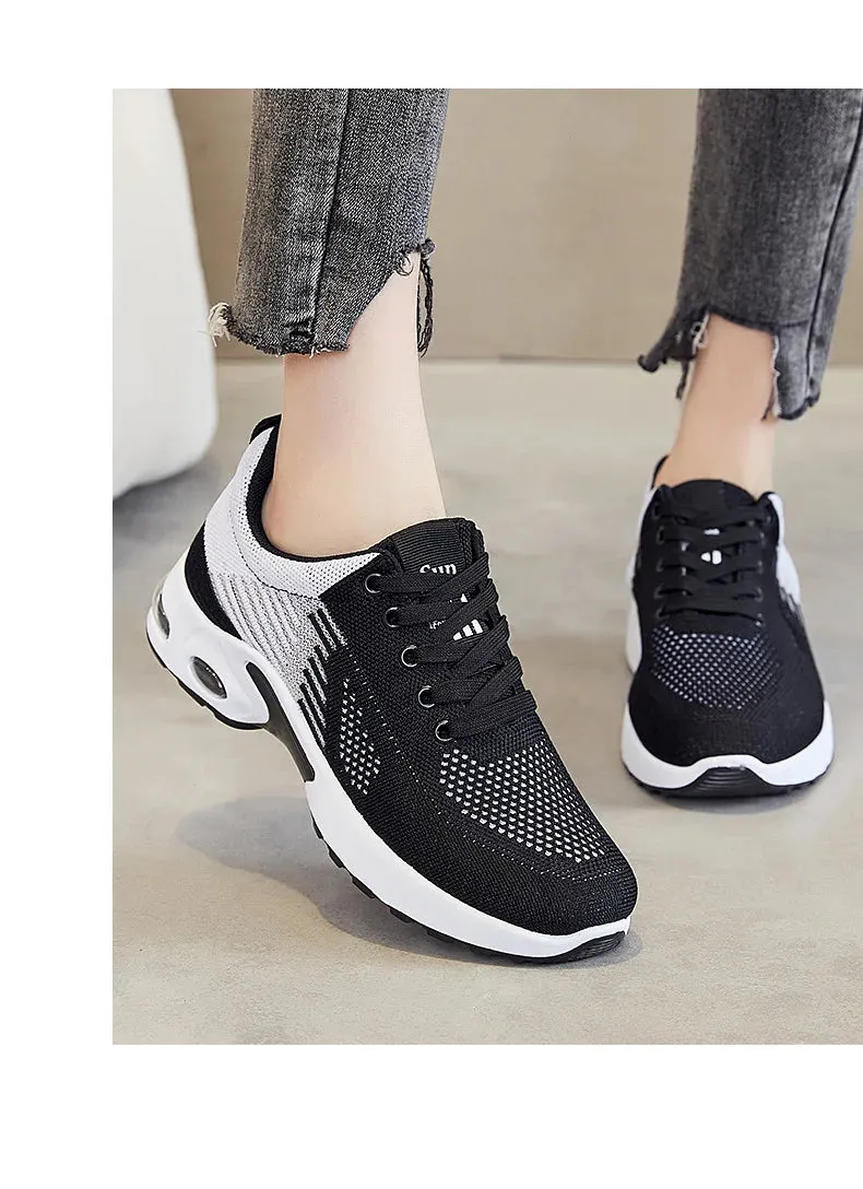 Breathable Sneakers - Summer Light Mesh Air Cushion Sports Shoes for Women, Outdoor Lace-Up Training Shoes, New Running Shoes for Ladies