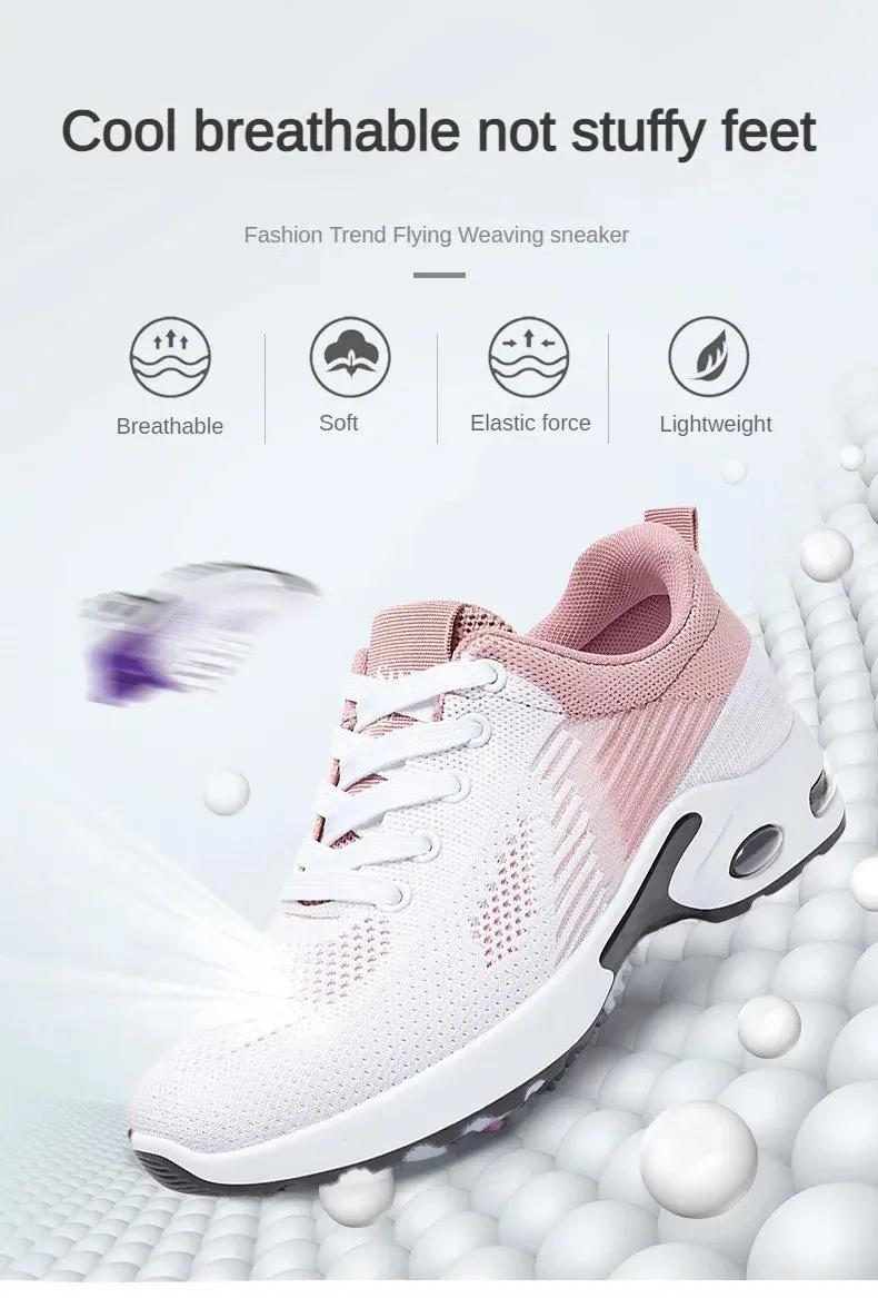 Breathable Sneakers - Summer Light Mesh Air Cushion Sports Shoes for Women, Outdoor Lace-Up Training Shoes, New Running Shoes for Ladies