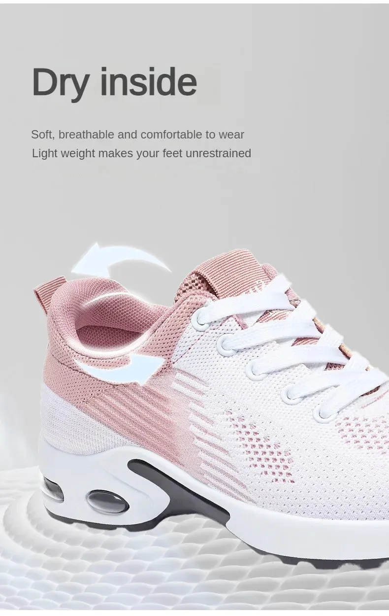 Breathable Sneakers - Summer Light Mesh Air Cushion Sports Shoes for Women, Outdoor Lace-Up Training Shoes, New Running Shoes for Ladies