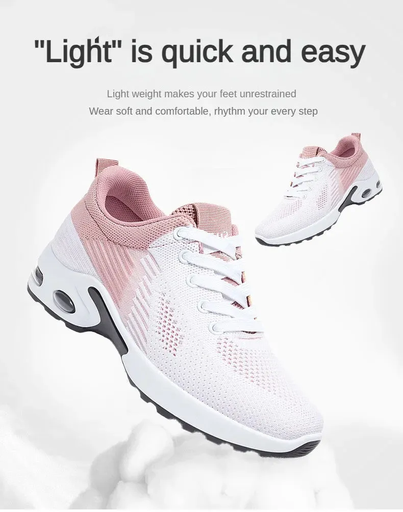 Breathable Sneakers - Summer Light Mesh Air Cushion Sports Shoes for Women, Outdoor Lace-Up Training Shoes, New Running Shoes for Ladies