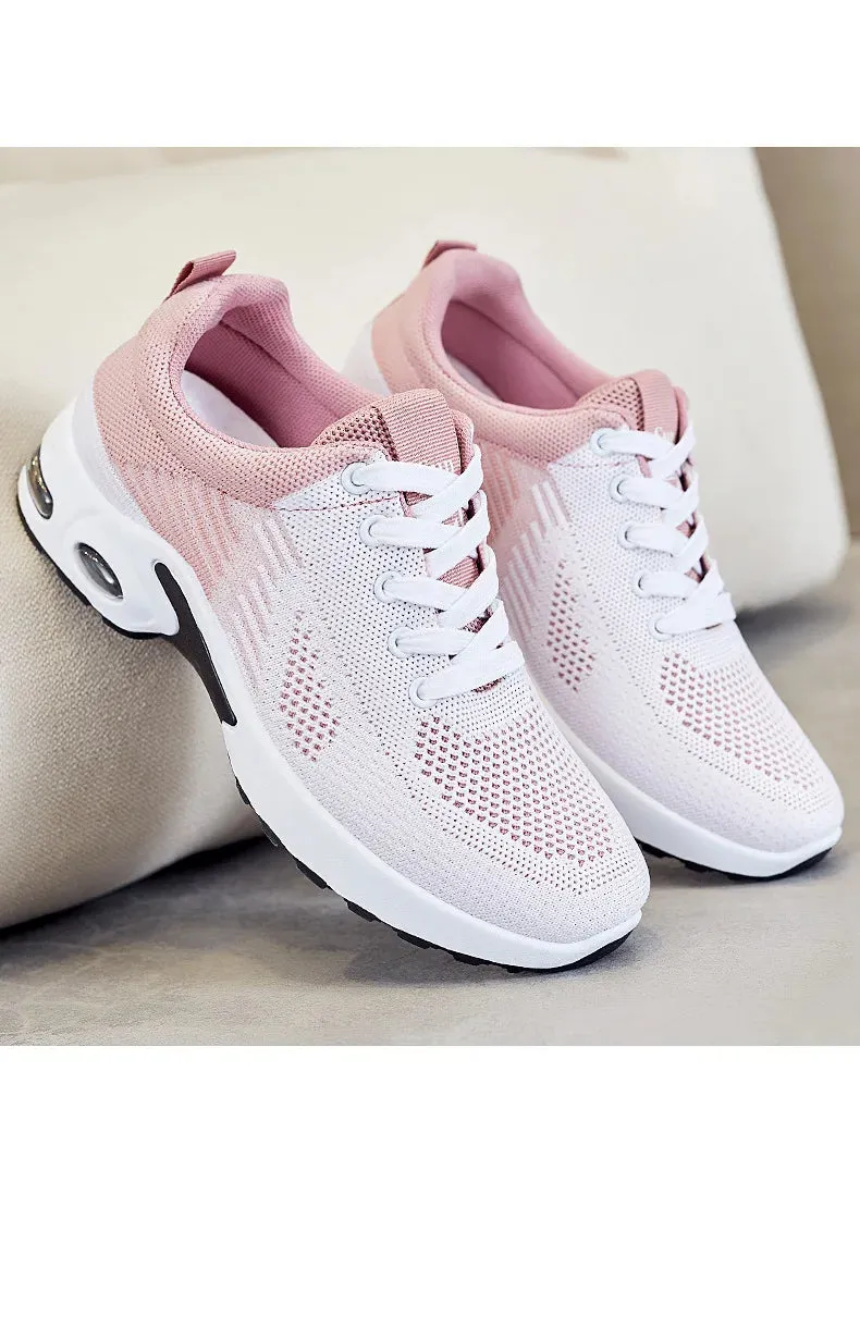 Breathable Sneakers - Summer Light Mesh Air Cushion Sports Shoes for Women, Outdoor Lace-Up Training Shoes, New Running Shoes for Ladies
