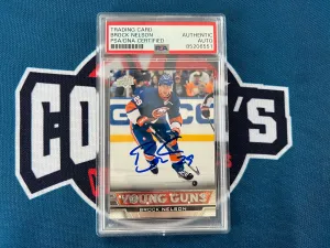 Brock Nelson Autographed 2013 UD Young Guns Rookie Card Slabbed #204 (PSA SLAB)