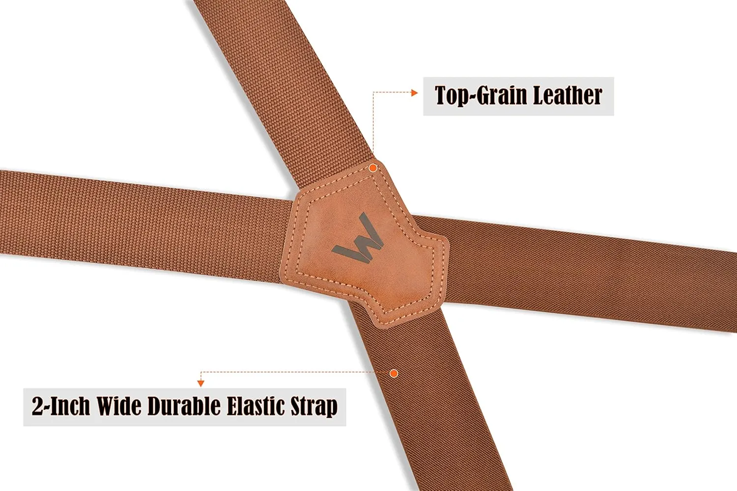 Brown 2 Inch Wide Suspenders Heavy Duty Work Swivel Suspenders for Men Belt Loop