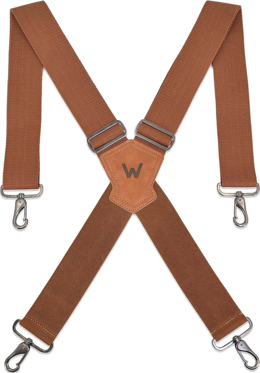 Brown 2 Inch Wide Suspenders Heavy Duty Work Swivel Suspenders for Men Belt Loop