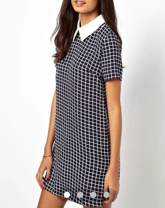 Casual Plaid Dress With Cute Collar