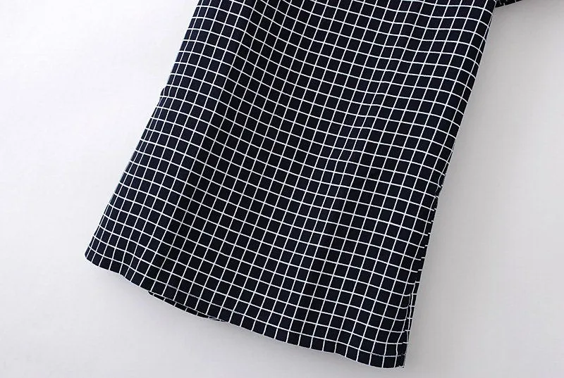 Casual Plaid Dress With Cute Collar