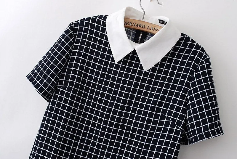 Casual Plaid Dress With Cute Collar